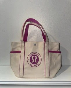Lululemon Daily Multi-Pocket Mini Canvas Tote Bag 6,5L Natural/Pow Pink Neu - Bild 1 von 6