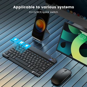 Kabellose Bluetooth Tastatur Mit Maus Tastatur Kabellos für Handy Tablet PC iPad - Photo 1/18