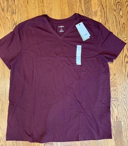 Good Fellow V Neck Burgundy T Shirt Mens Size XL New - Picture 1 of 7