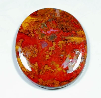 Piedra preciosa cabujón ovalado de ágata costura roja diseñador natural 70 quilates 6X32X38 mm HX-83 Foto 1 de 4