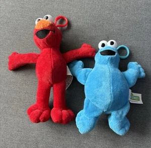Sesame Street Elmo & Cookie Monster Plush Keyring Soft Toy Bag Charm Clips - Picture 1 of 10