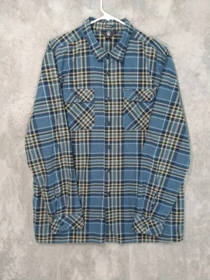 Volcom Shirt Mens 2XL Blue Plaid Flannel Button Up Long Sleeve Classic Fit - Image 1 of 4