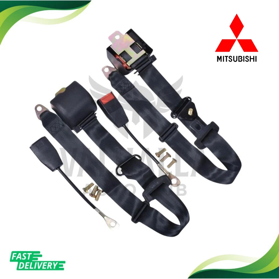 2 cinturones de seguridad delanteros retráctiles negros para todos Mitsubishi Mirage Foto 1 de 4