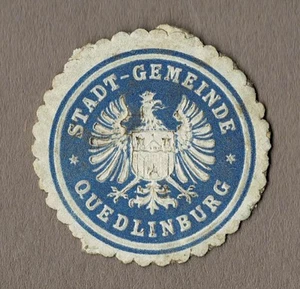 Sello STADT-GEMEINDE QUEDLINBURG (azul) - Imagen 1 de 1