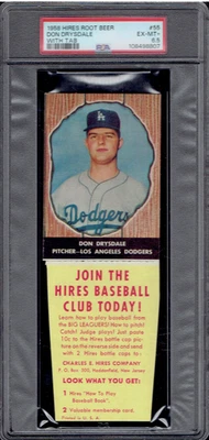 1958 Hires Root Beer WITH TAB 55 Don Drysdale HOF.  PSA 6 .5 EXMT+.  (TX8807). - Image 1 of 2