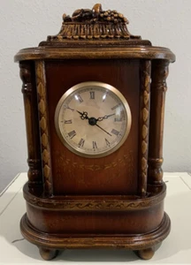 Vintage Decorative Ornate Wooden Mantel Clock With Fruit Quartz Movement - Picture 1 of 11