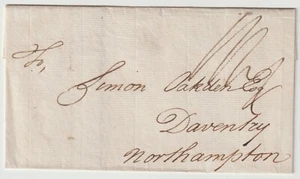 1814 LONDON BOXED LATE FEE PMK L40a 1/4d TO SIMON OAKDEN DAVENTRY WRAPPER - Picture 1 of 3