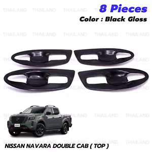 For Nissan Navara D23 NP300 2014 '21 Black 4Dr Bowl Insert Handle Cover Trim - Picture 1 of 10