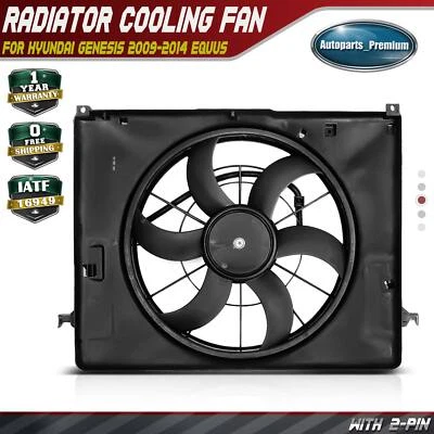 Conjunto de ventilador de refrigeração de radiador único com cobertura para Hyundai Genesis 09-14 Equus - Imagem 1 de 4