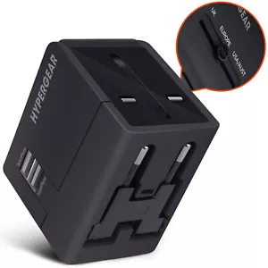 HyperGear All-in-one World Travel Adapter Black, Compatible with 150+ Countries - Picture 1 of 10
