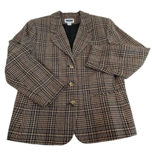 Sag Harbor Sakko Blazer Damen 16 Wollmischung Strick braun kariert gefüttert Knopf Vintage - Bild 1 von 15