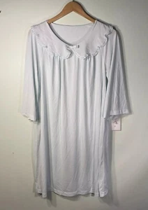 Camisón de nailon Shadowline vintage azul talla mediana hombro a presión encuadernado en cama - Imagen 1 de 14