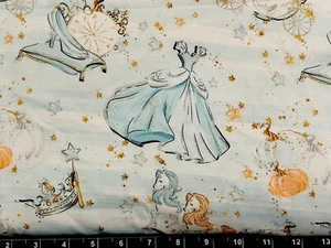 Tina SCRAP 9"x17" Custom Princess Cinderella Slipper Carriage Star Cotton Fabric - Picture 1 of 1