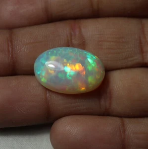 7.7 Cts 18.7x12.3 MM Real AAA Multi Fire Honeycomb Ethiopian Opal Oval Cabochon - Picture 1 of 8