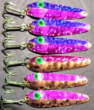 6 Copper Purple Sparkle Trolling Flutter Spoons 2 1/4"Walleye  spoon Lake Erie