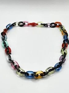 Multicolored Unisex Acrylic Chain Link Necklace 17”~ 4mm Thick~ - Picture 1 of 9
