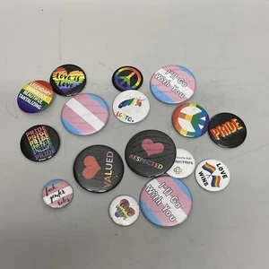 Gay Pride Love button pins. Lot of  16 Random - Picture 1 of 5