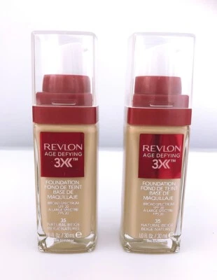 2 x Revlon Age Defying 3X Foundation 35 NATURAL BEIGE - image 1 of 2