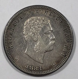 1883 Kingdom of Hawaii Quarter. .25. Almost Uncirculated. - Picture 1 of 3