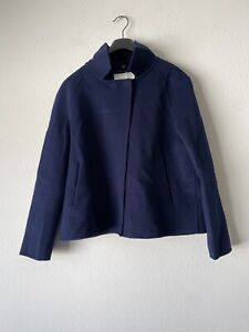 Halston Topper Jacket Heritage Classic Car Coat Women’s Sz Small Wool Blend Blue