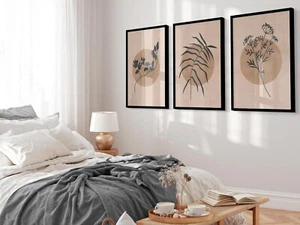 Conjunto de 3 cuadros botánicos de círculos florales con estampado decorativo bohemio - Imagen 1 de 5