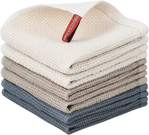 6Pack Kitchen Towels and Dishcloths Sets 100% Cotton Soft Absorbent Quick Drying - Picture 1 of 12