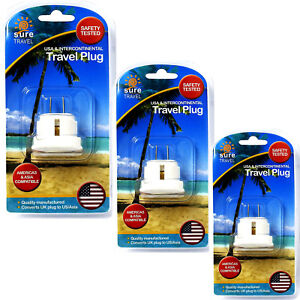 3 x Sure Travel 3 Pin UK Plug to US/ASIA Adaptor Appliance Convertor Triple Pack