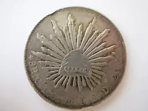 MESSICO Repubblica argento 8 reals 1887 GO RR UNC Guanajuato Liberty Cap Eagle - Foto 1 di 2