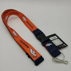 Denver Broncos Keychain Lanyard Reversible Nylon Key Chain ID Clip Holder NFL - Picture 1 of 5