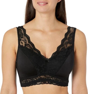 Rhonda Shear Pin-Up Bra with Removable Pads, Black, Large - Image 1 of 2