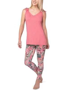 Vera Bradley Laella Tie Top Tank & Lydia Leggings Pajama Set Peony Coral Size M - Picture 1 of 14