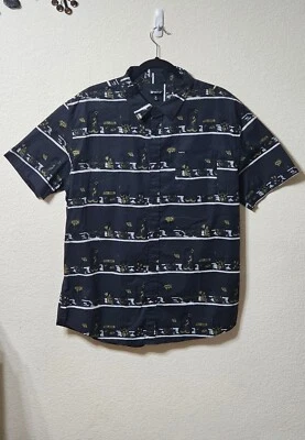 Matix Shirt Mens Size XL Dark Gray Hawaiian Button Up Short Sleeve w Pocket Top - Image 1 of 4
