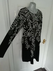 GUDRUN SJODEN M (12) Stretchkleid schwarz grau Blatt & Zitrone Citro Print Taschen - Bild 1 von 10