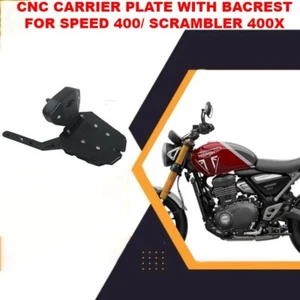 CNC CARRIER PLATE WITH BACKREST BLACK FIT FOR TRIUMPH SPEED 400 & SCRAMBLER 400 - Picture 1 of 3