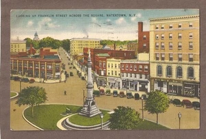 VINTAGE POSTCARD 1946 FRANKLIN STREET WATERTOWN NEW YORK - Picture 1 of 1