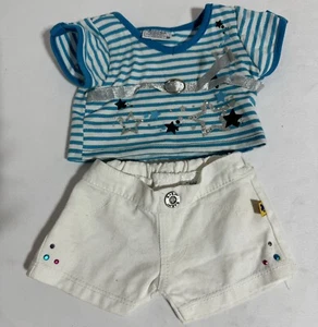 Build A Bear Outfit White Shorts Shirt Sparkle - Picture 1 of 2