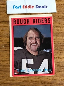 1972 O-PEE-CHEE CFL FOOTBALL JERRY CAMPBELL CARD 68 ROUGH RIDERS VERY GOOD - Bild 1 von 2