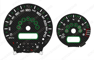 Mini Cooper R53 KM/H V2 Carbon Custom Dial Cards 8 Colours Gauges - Picture 1 of 9