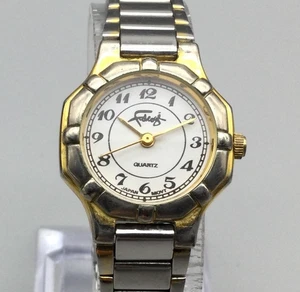 Vintage Faberge Uhr Damen 23mm Gold Silber Bicolor Neue Batterie 8,25" - Bild 1 von 15