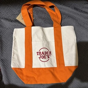 Trader Joe’s Crew Exclusive Mini Tote Bag Orange With Employee Tag - Picture 1 of 2