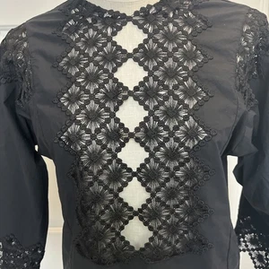 Blusa Top Sandro Paris Negra Noir Para Mujer Gaela Popelina y Encaje Nueva con Etiquetas Talla 1 $295 - Imagen 1 de 20