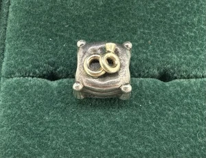 Genuine Pandora Gold Two Tone Wedding Ring Sterling Silver Charm 925 #790549D - Picture 1 of 7