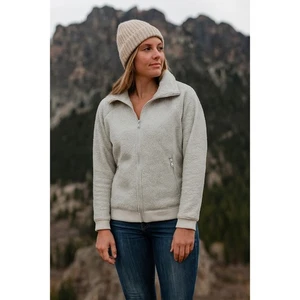Athleta Women's Cream Sherpa Fleece Full Zip Jacket Medium Soft Cozy - Picture 1 of 8