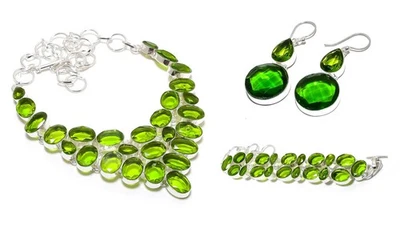 Peridot Gemstone 925 Sterling Silver Combo Jewelry - Image 1 of 4