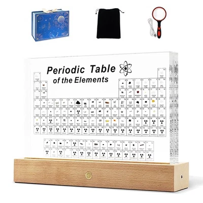 BEWITU Large Periodic Table of Elements with Real Elements Samples, 8.3 Inch Acrylic...