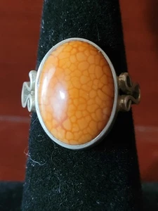 Orange Drachen Ader Achat & 925 Sterling Silber Ring Gr. 7 - Bild 1 von 3