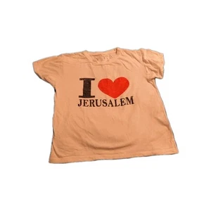 Maglietta grafica I Love Jerusalem manica corta cuore ebraico bianca taglia S - Foto 1 di 7
