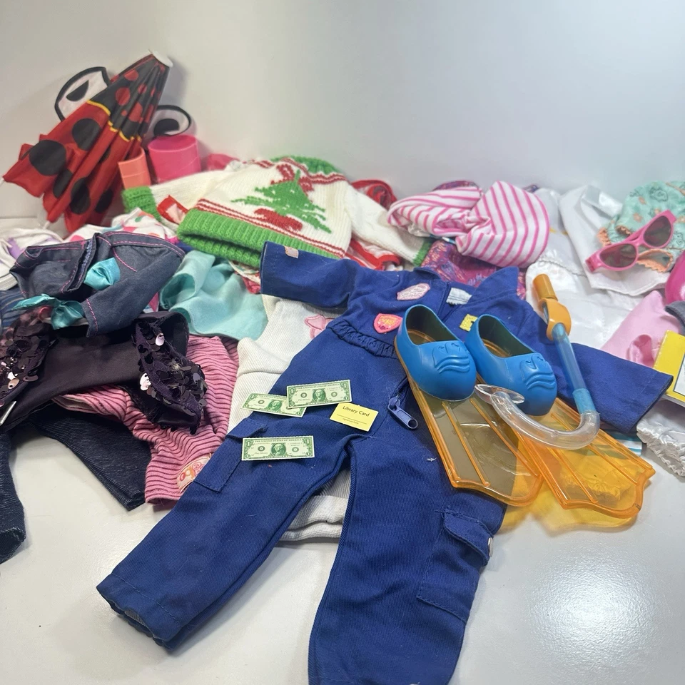 Large Lot 18" OG Doll Clothes Accessories Shoes Umbrella 40+ Pieces - Image 1 of 4