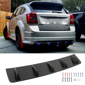 Carbon Rear Diffuser Bumper Lip Shark Fins Wing Spoiler For Dodge Caliber SRT - Foto 1 di 15