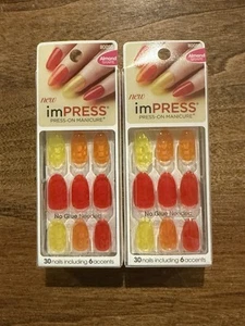 Kiss ImPRESS No Glue Mani Press-On Nails Medium 80055 Ten Different Looks X2 - Picture 1 of 3
